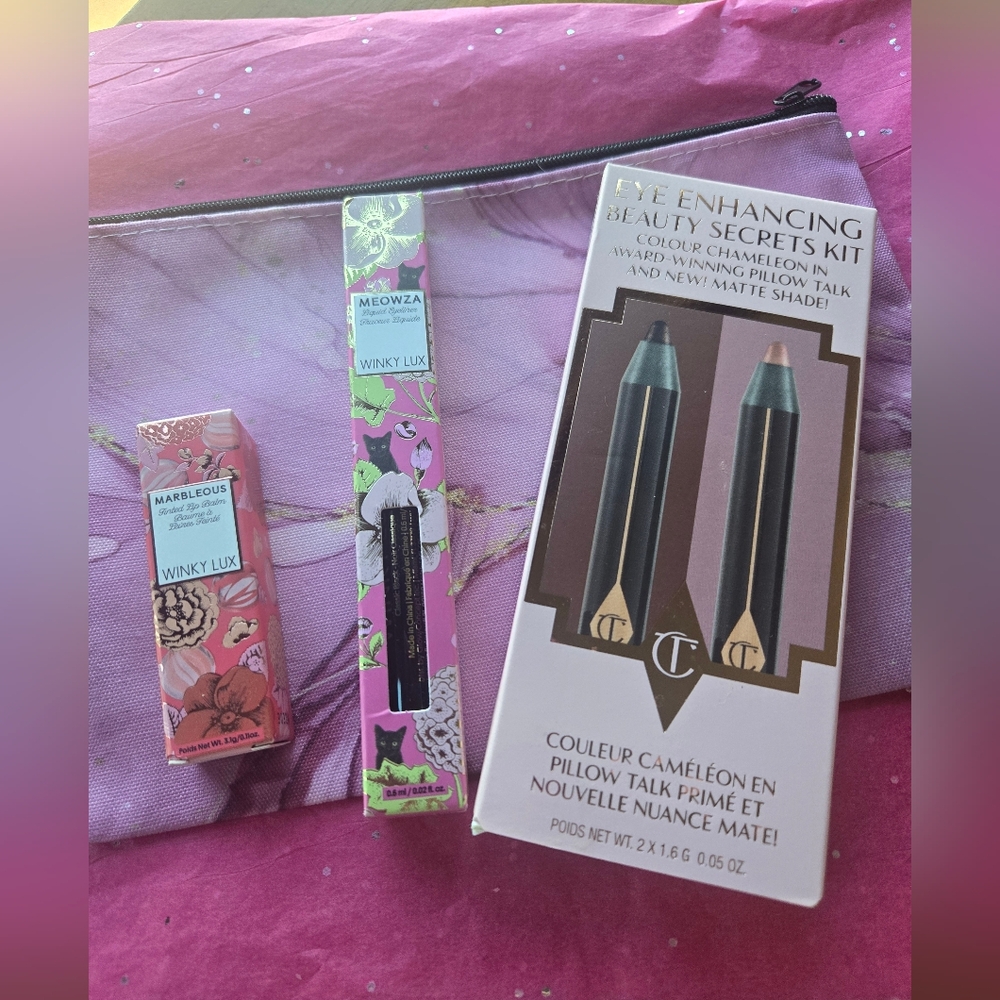 BUNDLE of 2 Winky Lux, 1 Charlotte Tilbury & Cosmetic Bag